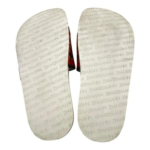 Zimmermann Beach Stripe Woven Raffia Pool Slides Red and Orange Sandals Women 39 - Picture 12 of 16